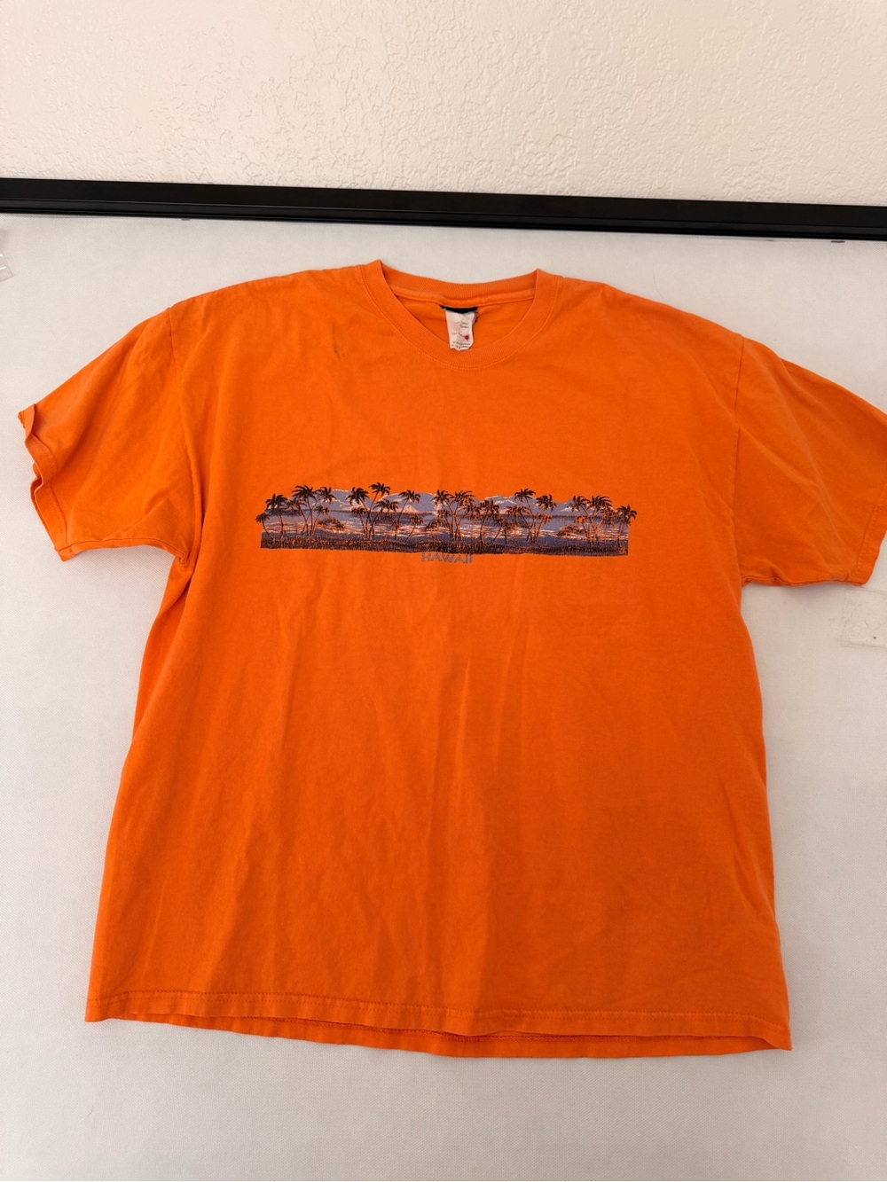 Men's Short Sleeve Orange HAWAII Palm-Graphic Tee